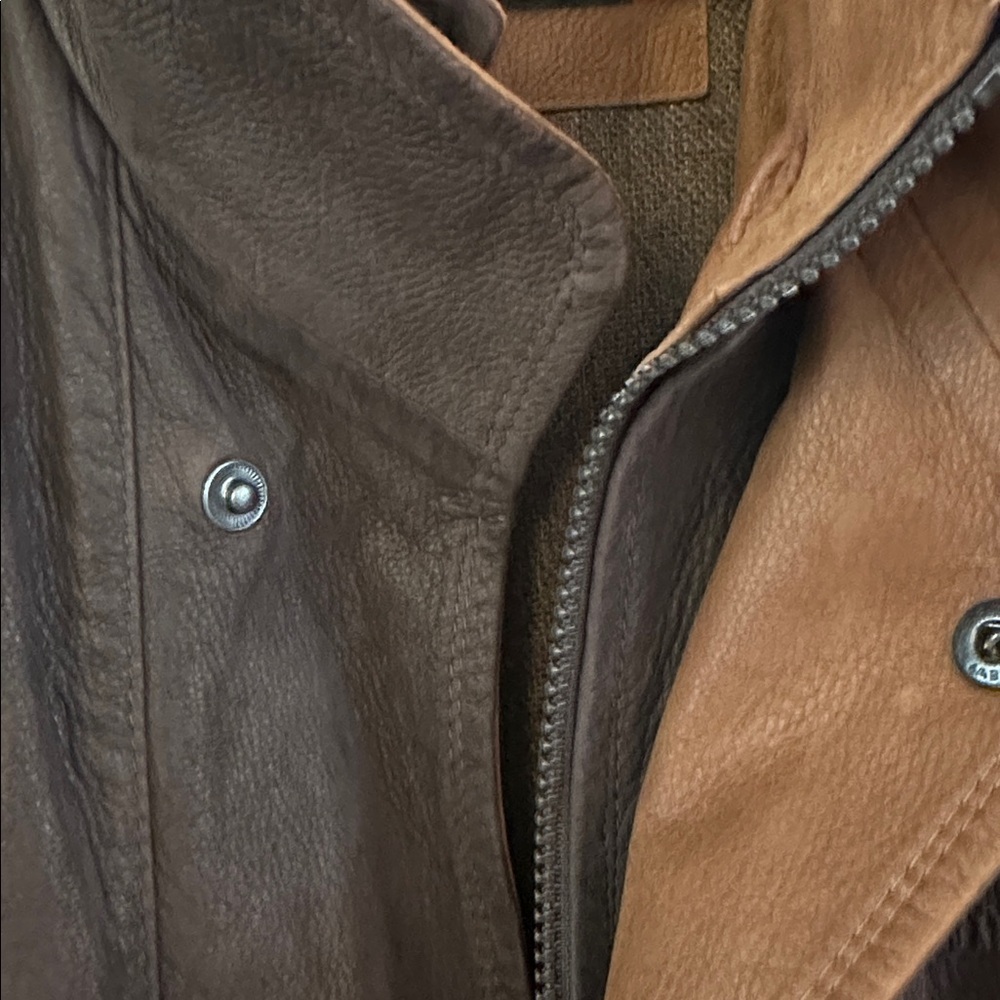 Men’s Remy Dark Brown Leather Full Zip with Snaps Jacket Size 42 - Picture 5 of 11